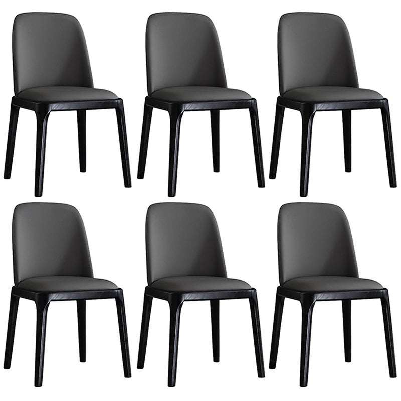 Leather Industrial Restaurant Side Chair Parsons Gray Dining Chair with Black Legs