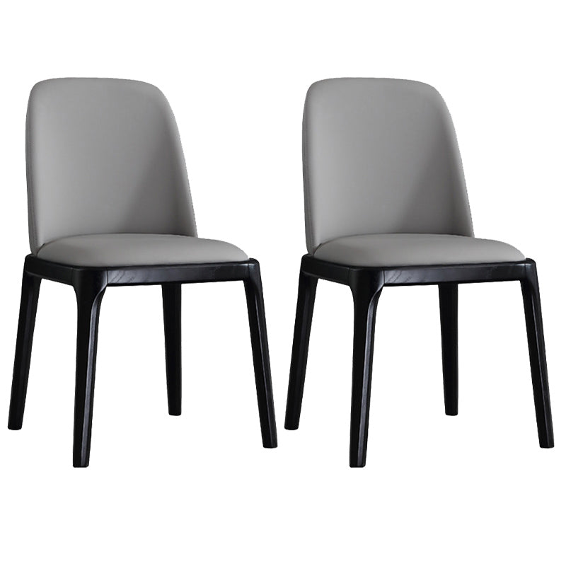 Leather Industrial Restaurant Side Chair Parsons Gray Dining Chair with Black Legs