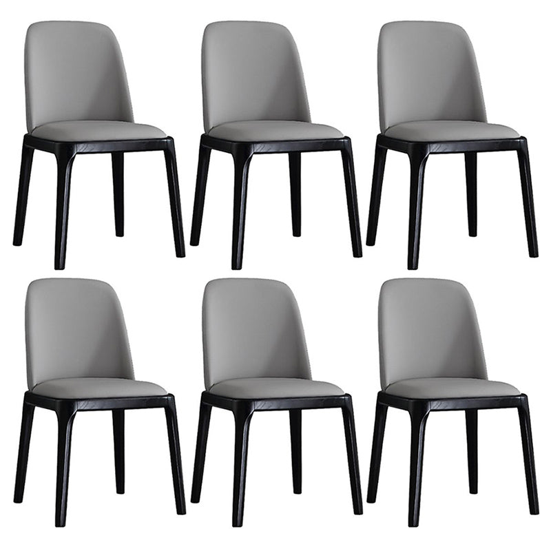 Leather Industrial Restaurant Side Chair Parsons Gray Dining Chair with Black Legs