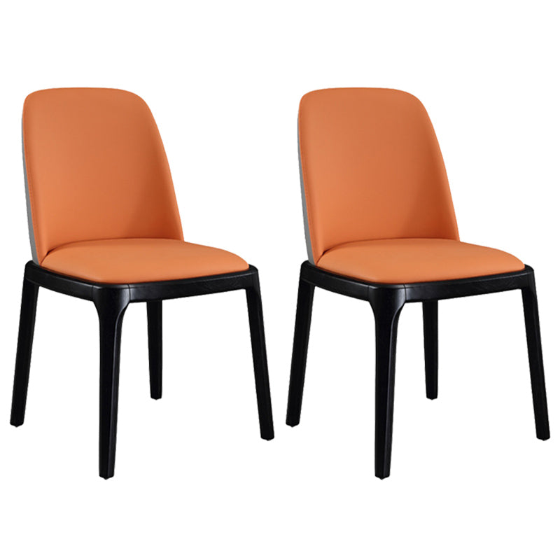 Leather Industrial Restaurant Side Chair Parsons Gray Dining Chair with Black Legs