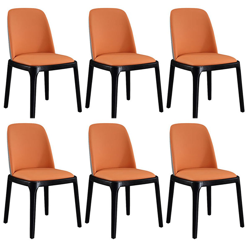 Leather Industrial Restaurant Side Chair Parsons Gray Dining Chair with Black Legs