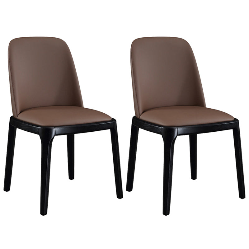 Leather Industrial Restaurant Side Chair Parsons Gray Dining Chair with Black Legs