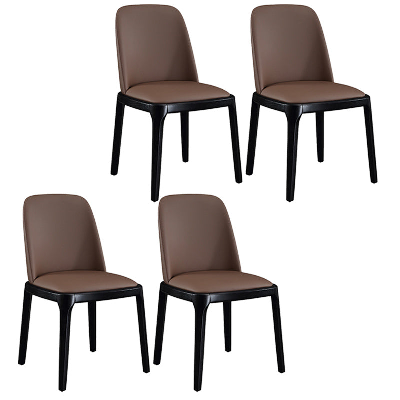 Leather Industrial Restaurant Side Chair Parsons Gray Dining Chair with Black Legs