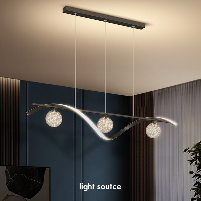 Nordic Light Luxury Simple Contemporary Style LED Hanging Island Pendant Light for Dining Room Bar