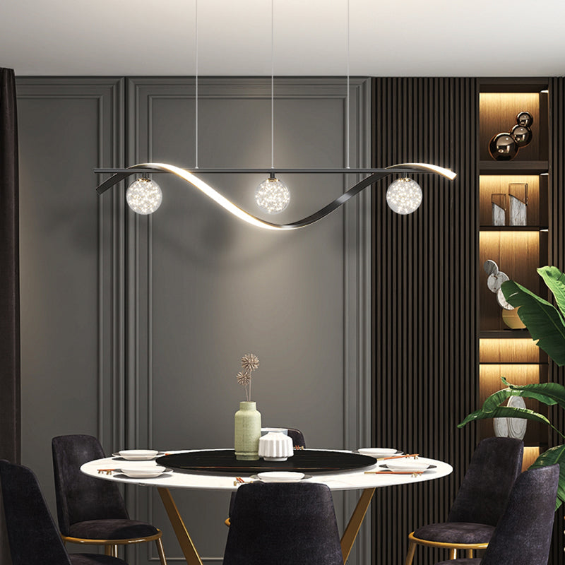 Nordic Light Luxury Simple Contemporary Style LED Hanging Island Pendant Light for Dining Room Bar