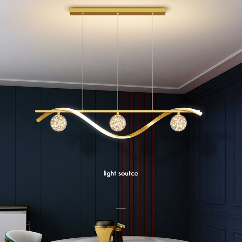 Nordic Light Luxury Simple Contemporary Style LED Hanging Island Pendant Light for Dining Room Bar