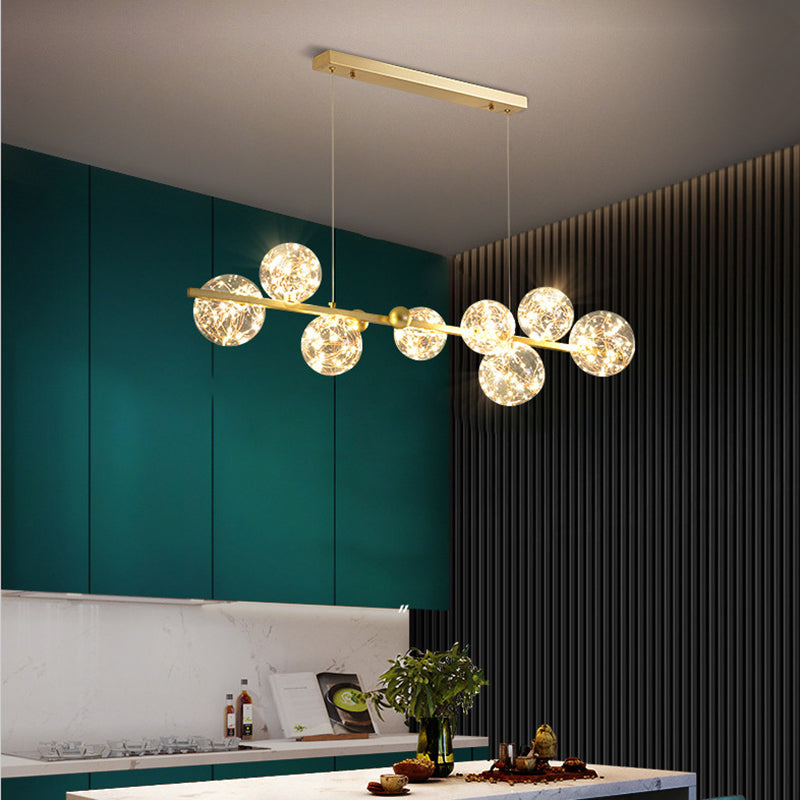 Nordic Simple Modern Light Luxury Style LED Island Chandelier Light for Dining Room Living Room