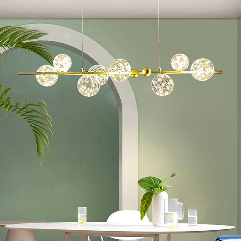 Nordic Simple Modern Light Luxury Style LED Island Chandelier Light for Dining Room Living Room