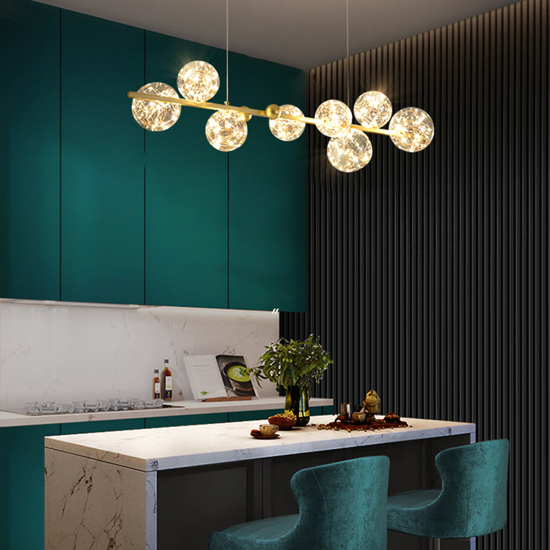 Nordic Simple Modern Light Luxury Style LED Island Chandelier Light for Dining Room Living Room