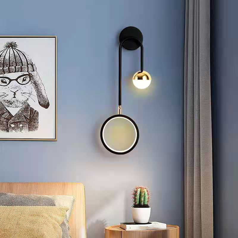 Globe Wall SCONCE Moderne wandlampen metaal 2 licht wandlamp in het zwart