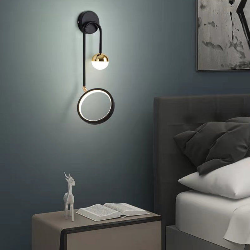 Globe Wall SCONCE Moderne wandlampen metaal 2 licht wandlamp in het zwart
