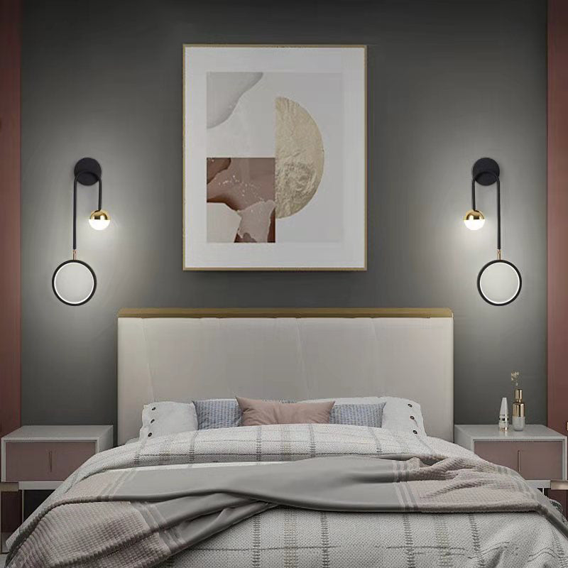 Globe Wall SCONCE Moderne wandlampen metaal 2 licht wandlamp in het zwart