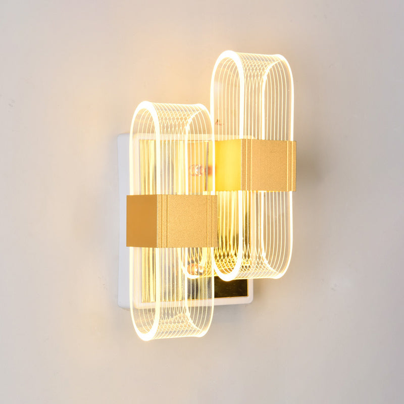 Geometrische Wandleuchten moderne Wandlampe Metall 2 Lichtwandleuchte in Gold