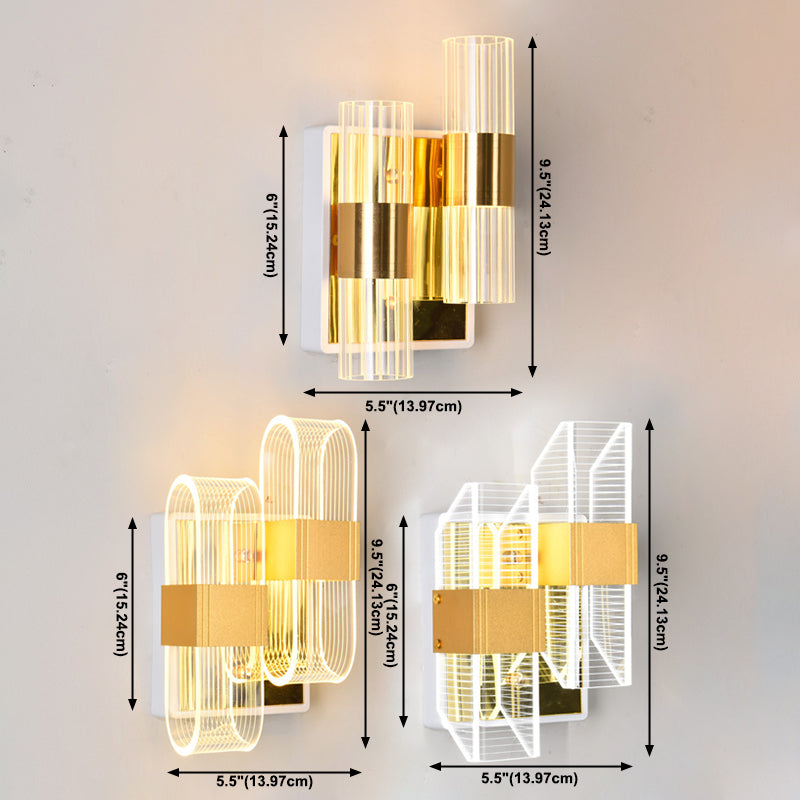 Geometrische Wandleuchten moderne Wandlampe Metall 2 Lichtwandleuchte in Gold