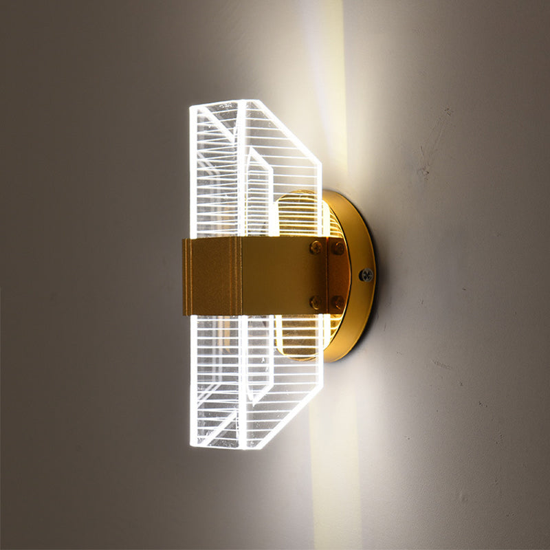 Geometrische Wandleuchten moderne Wandlampe Metall 2 Lichtwandleuchte in Gold