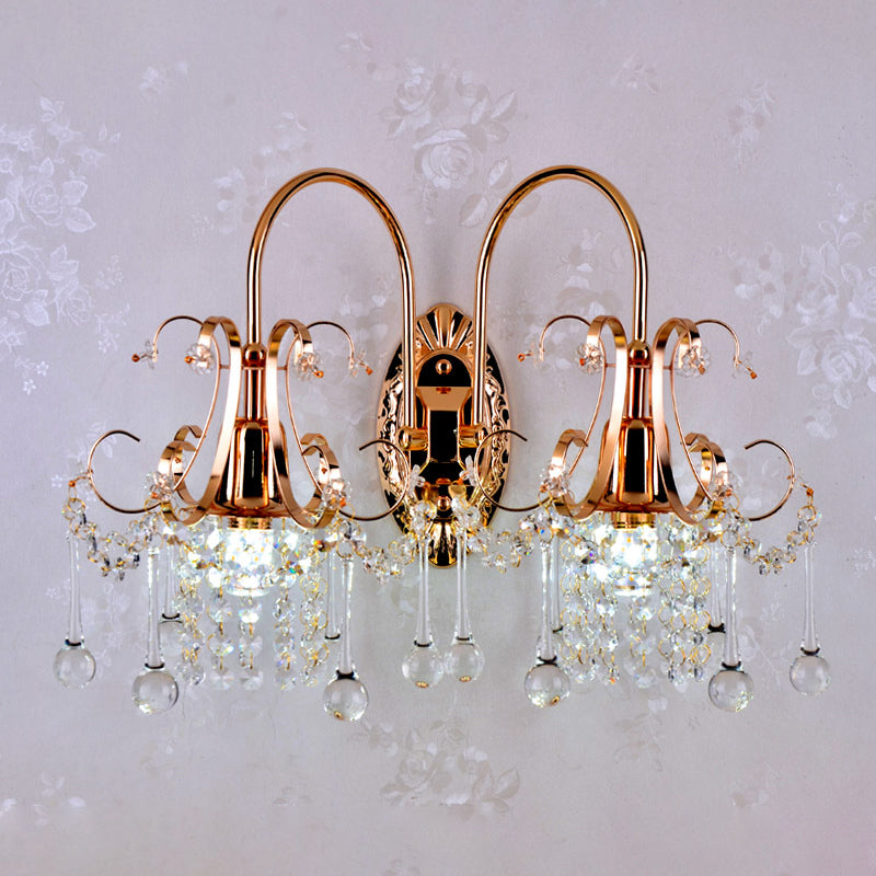 Moderne Kristallwandleuchten gold bewaffnete Wand montiertes Licht für Wohnzimmer