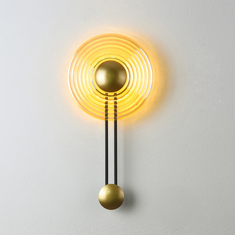 Pronzo della parete a led in oro in vetro in stile artistico moderno lampada a parete circolare in ferro laccata per camera da letto