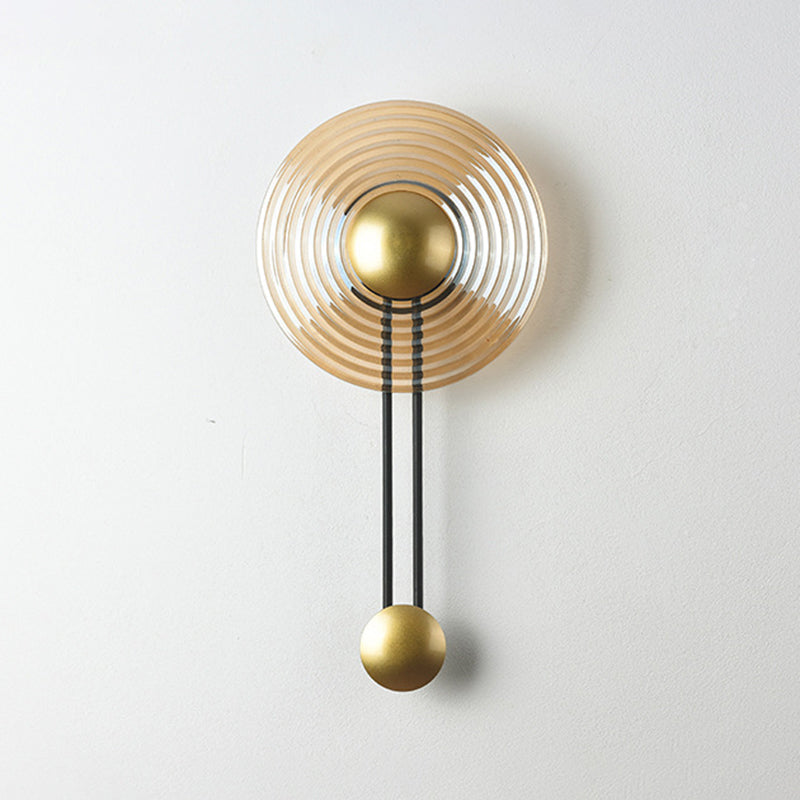Pronzo della parete a led in oro in vetro in stile artistico moderno lampada a parete circolare in ferro laccata per camera da letto