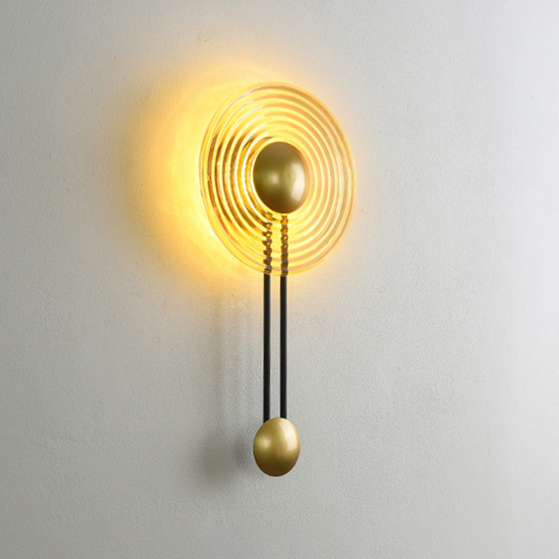 Pronzo della parete a led in oro in vetro in stile artistico moderno lampada a parete circolare in ferro laccata per camera da letto