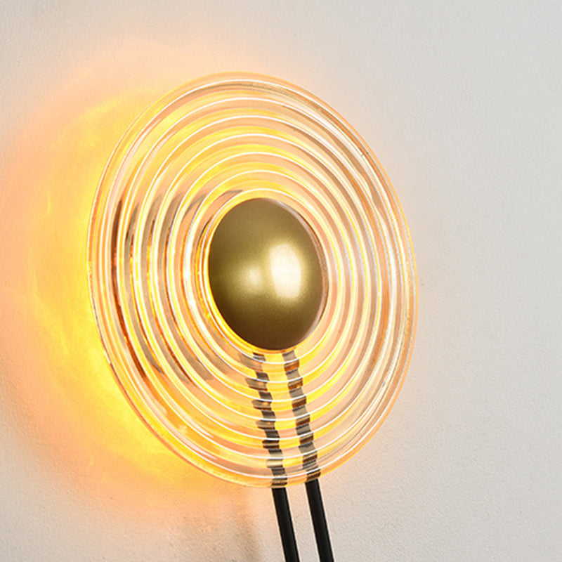 Pronzo della parete a led in oro in vetro in stile artistico moderno lampada a parete circolare in ferro laccata per camera da letto