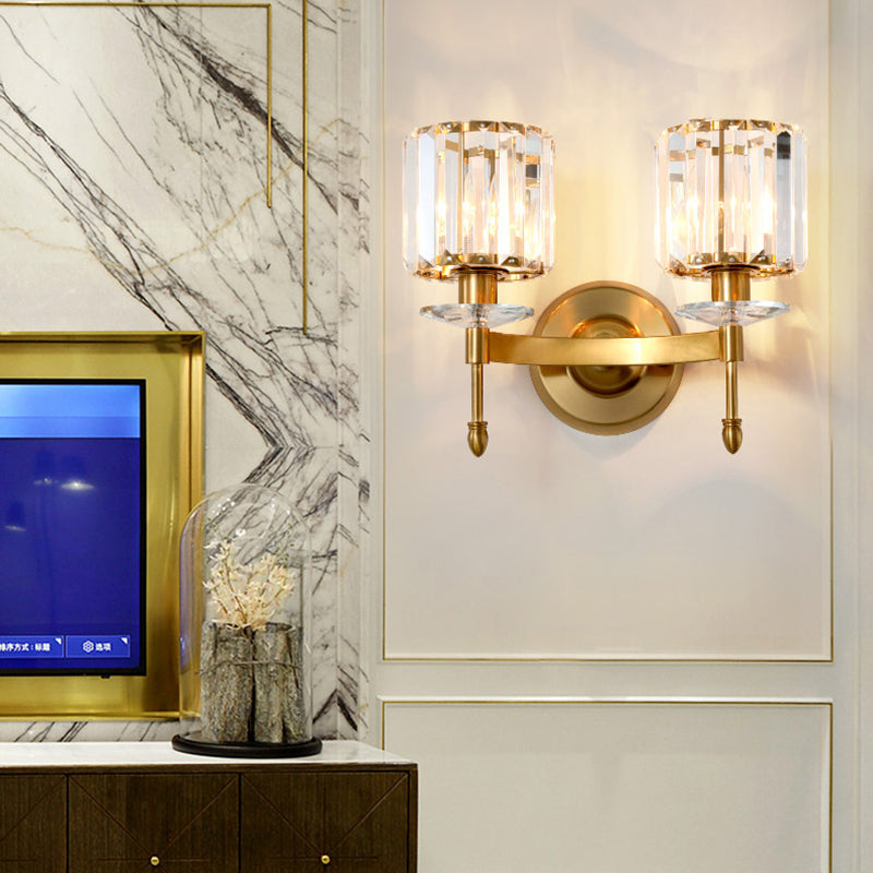 Lámpara de pared de oro de cristal en moderna luz de pared de metal de electroplacas de estilo artístico para dormitorio