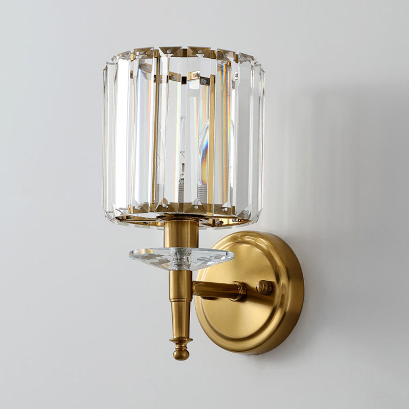 Lámpara de pared de oro de cristal en moderna luz de pared de metal de electroplacas de estilo artístico para dormitorio