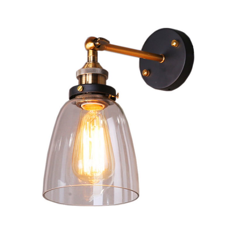 Geometrische Schatten Wandleuchte Industrial Style 1 Lichtglas Wandbeleuchtung in Schwarz
