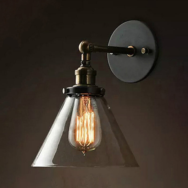 Geometrische Schatten Wandleuchte Industrial Style 1 Lichtglas Wandbeleuchtung in Schwarz