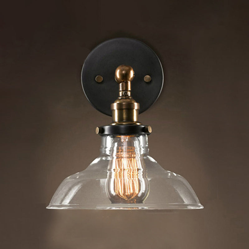 Geometrische Schatten Wandleuchte Industrial Style 1 Lichtglas Wandbeleuchtung in Schwarz
