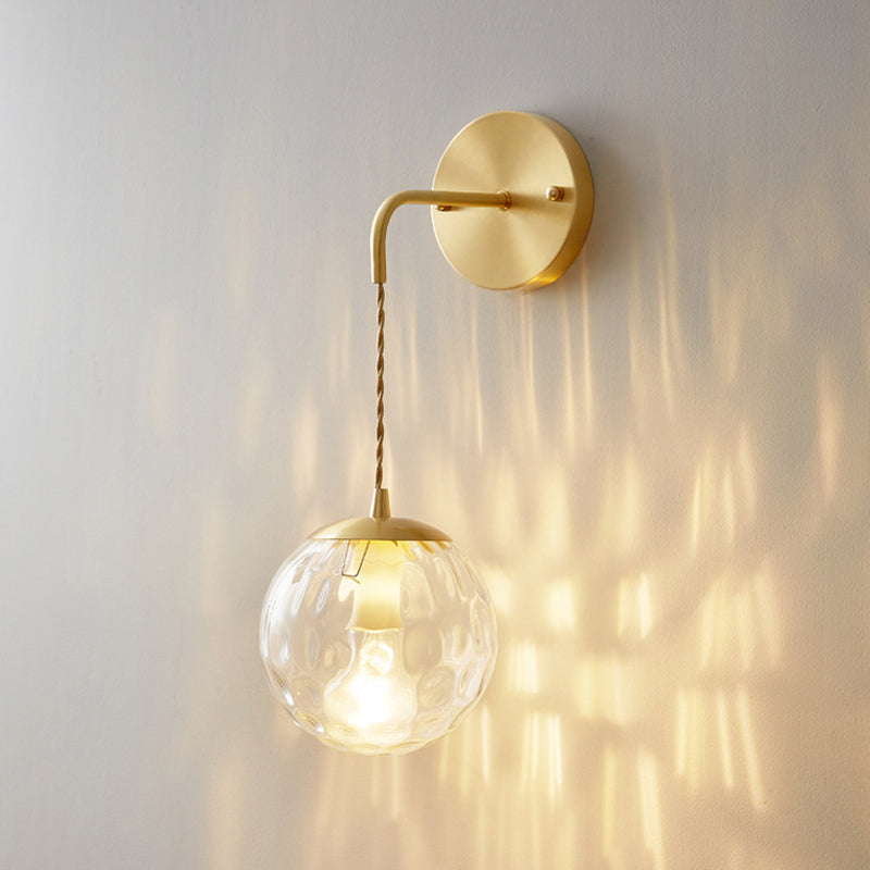 Industrial Style 1 Light Wall Light Geometric Shade Glass Wall Light Sconce in Brass