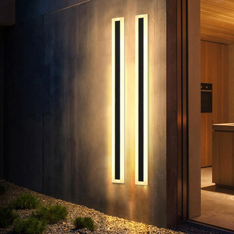 Atmosfera a 1 leggera sfumatura a sfumatura lineare esterna appuncita impermeabile moderna illuminazione a parete in metallo in nero