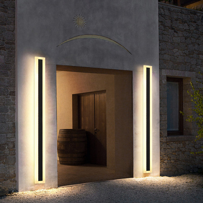 Atmosfera a 1 leggera sfumatura a sfumatura lineare esterna appuncita impermeabile moderna illuminazione a parete in metallo in nero