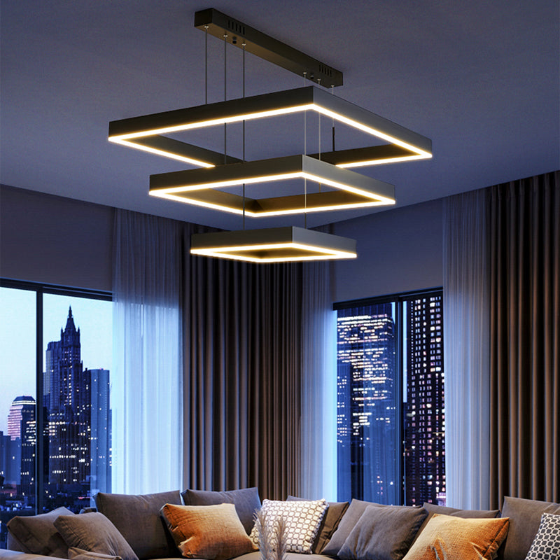 Mehrere Quadrate Pendelleuchte moderne Kronleuchter Lichter Metallkronleuchter für Wohnzimmer