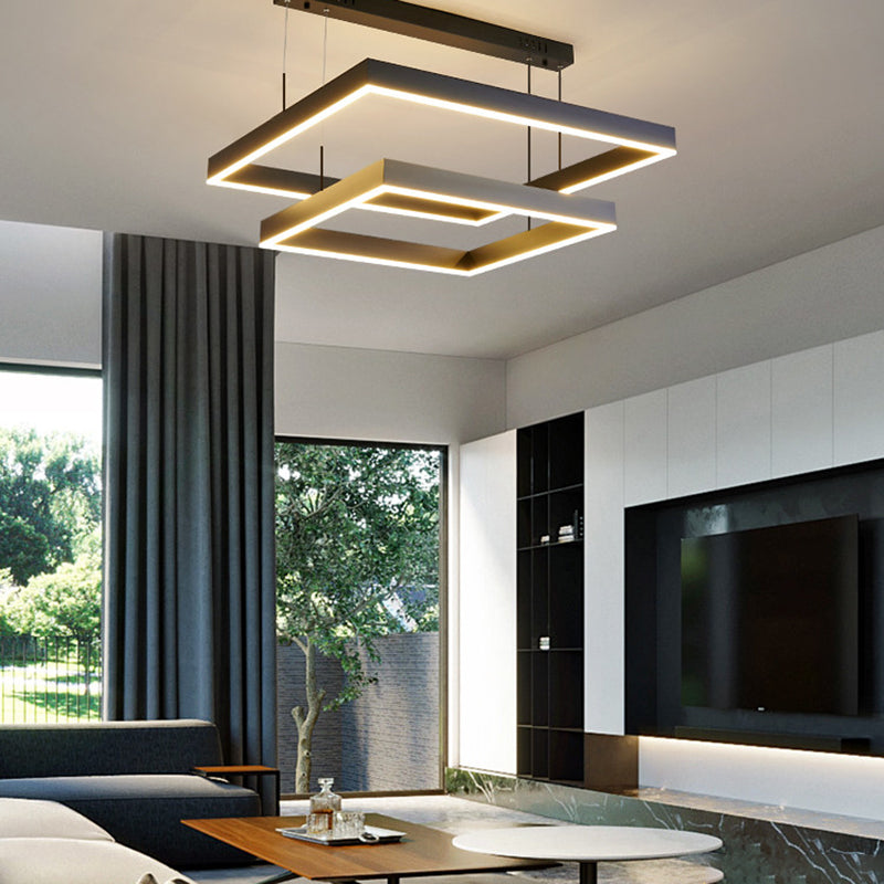 Mehrere Quadrate Pendelleuchte moderne Kronleuchter Lichter Metallkronleuchter für Wohnzimmer
