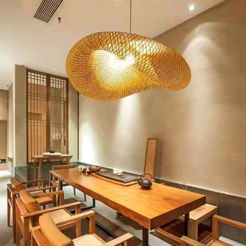 Japanisches Pendel Lichtkuppel Rattan 1 Lichthänge Deckenleuchte für Tea Room