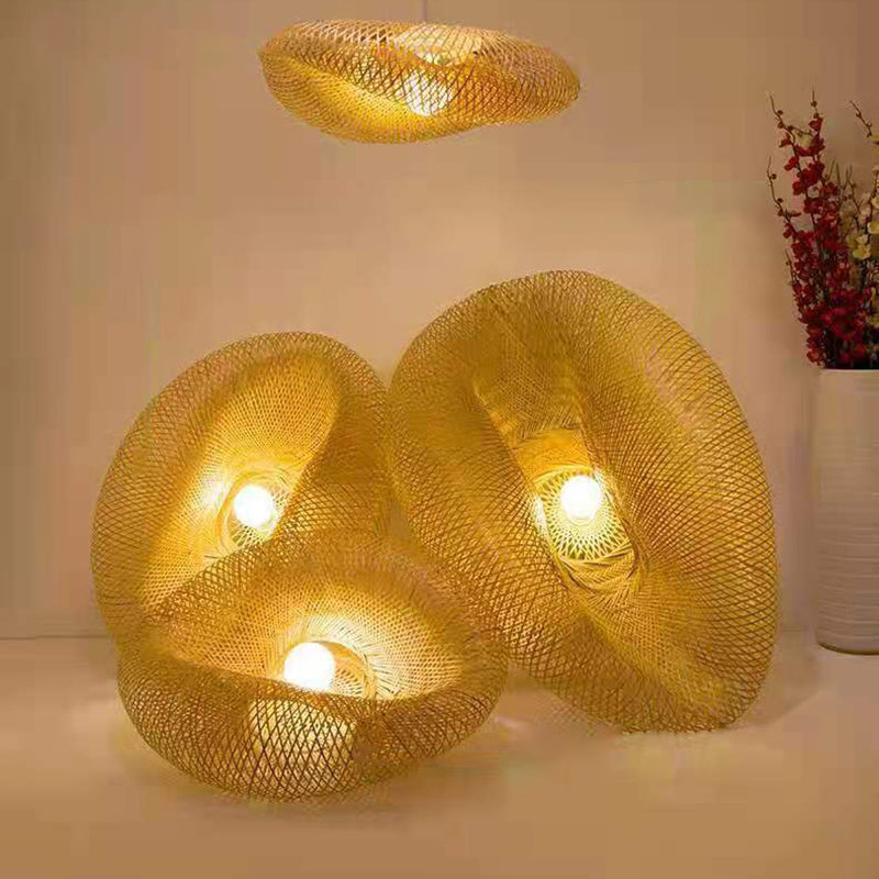 Japanisches Pendel Lichtkuppel Rattan 1 Lichthänge Deckenleuchte für Tea Room