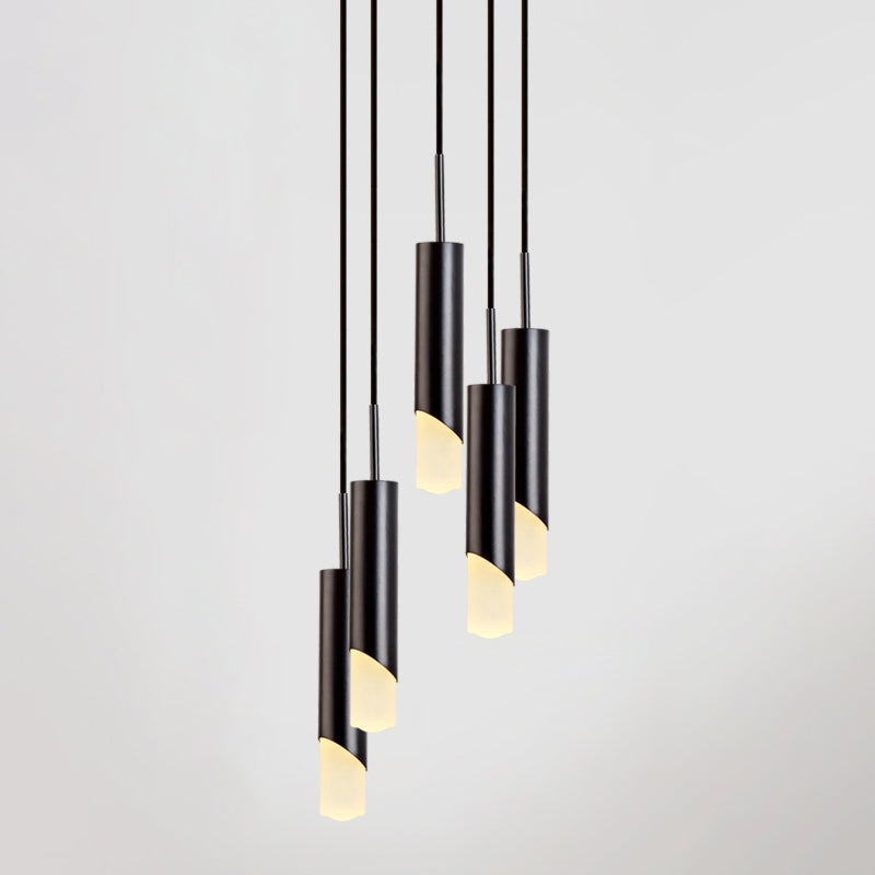 Contemporary Style Cylinder Drop Pendant Metal 3 Lights Pendant Light Kit