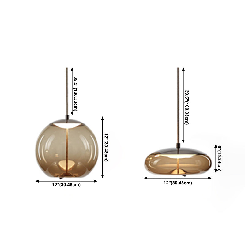 Éclairage de pendentif à LED en verre transparent à la lumière simple en verre pour salle à manger du salon