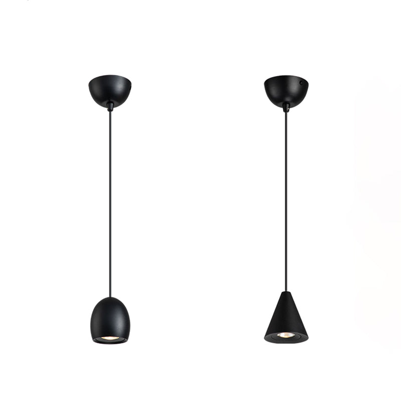 Pendentif intérieur minimaliste, éclairage pendentif en métal à LED noir à 1 lumière pour chambre à coucher