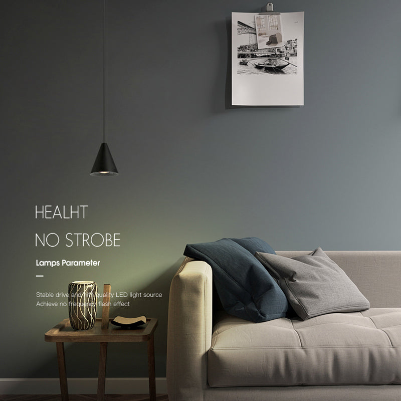 Pendentif intérieur minimaliste, éclairage pendentif en métal à LED noir à 1 lumière pour chambre à coucher