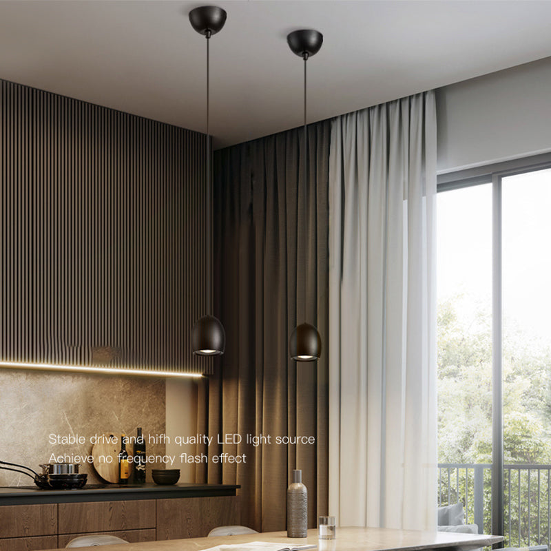 Pendentif intérieur minimaliste, éclairage pendentif en métal à LED noir à 1 lumière pour chambre à coucher