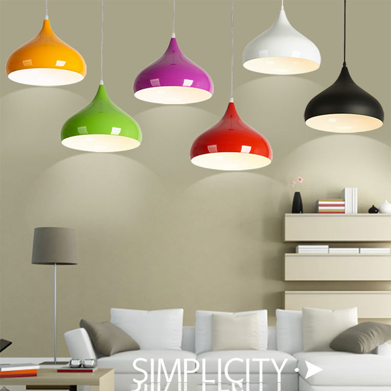 Macaron Teardrop Shade Hanging Light, Nordic Metal 1-Light Pendant Lighting for Living Room