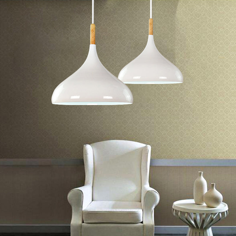 Modern Wooden Top Pendant Light, Minimalist Teardrop Shade Hanging Lamp for Living Room Bedroom