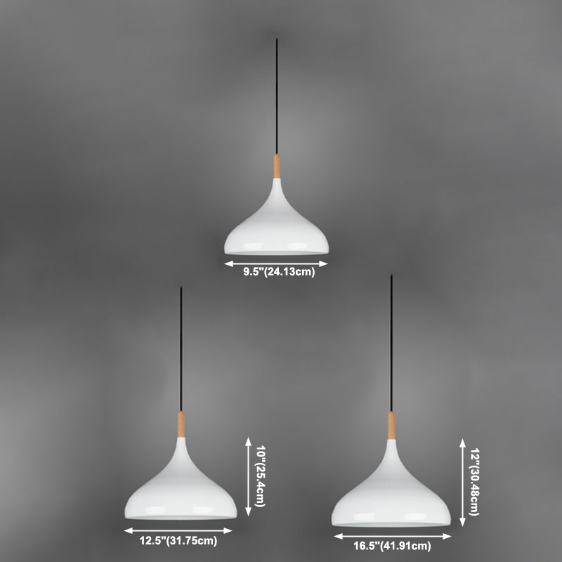 Modern Wooden Top Pendant Light, Minimalist Teardrop Shade Hanging Lamp for Living Room Bedroom