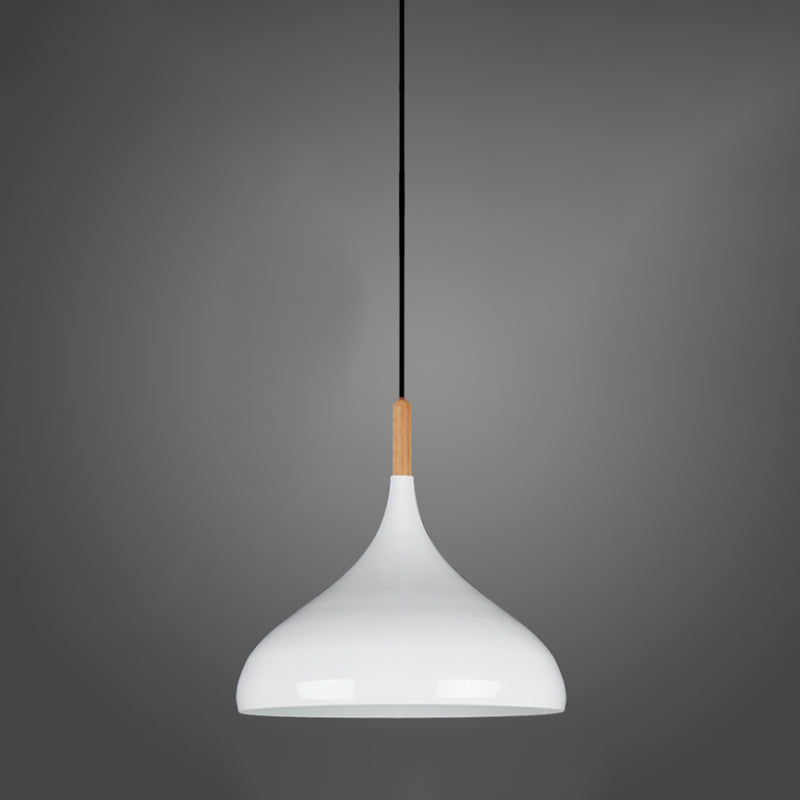 Modern Wooden Top Pendant Light, Minimalist Teardrop Shade Hanging Lamp for Living Room Bedroom