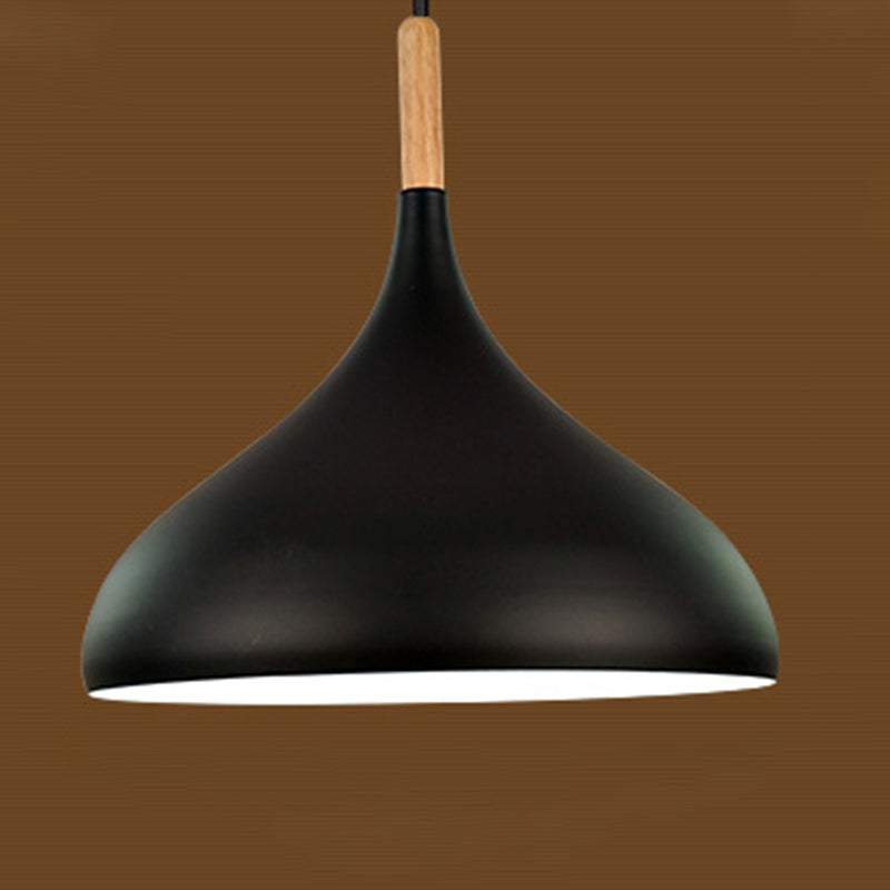 Modern Wooden Top Pendant Light, Minimalist Teardrop Shade Hanging Lamp for Living Room Bedroom