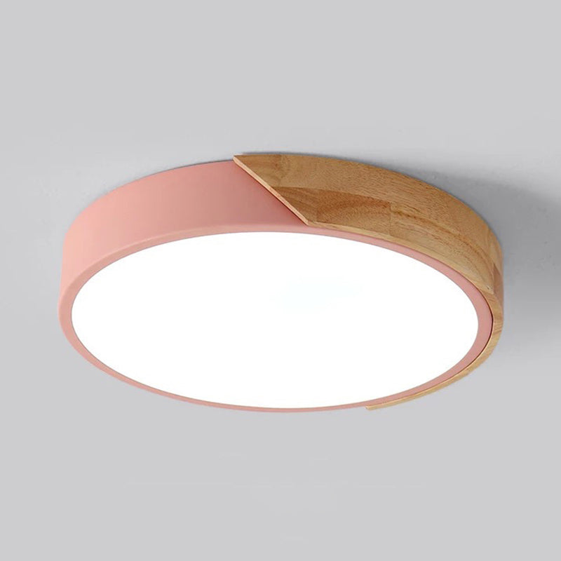 1-Light Round Shade Flush Mount  Nordic Macaroon Flush Mount Ceiling Light Fixture