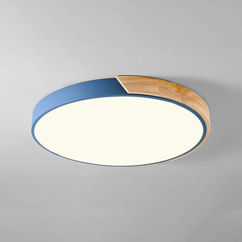 Lámpara de techo empotrada de macarrón nórdico con montaje empotrado y pantalla redonda de 1 luz