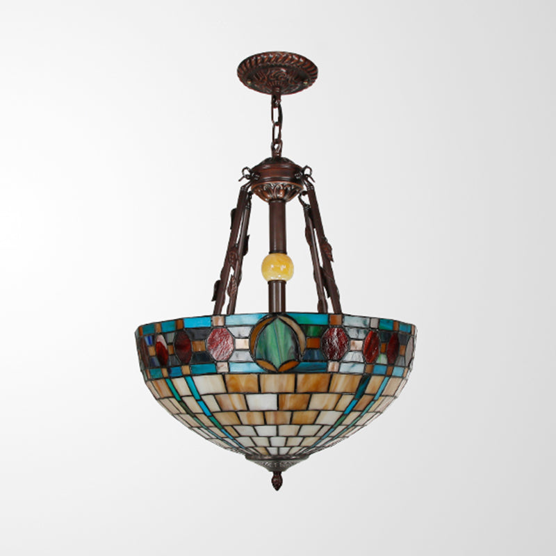Bol inversé en vitrail suspendu lustre luminaire de style Tiffany Tiffany