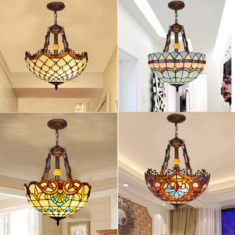 Ciotola invertita in vetro colorato lampadario in stile tiffany in stile tiffany lampada